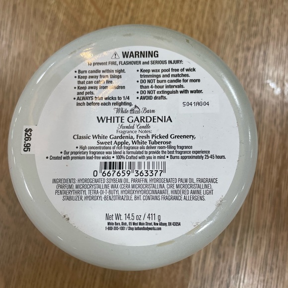 White Barn White Gardenia Candle - Classic Cream - Picture 3 of 4